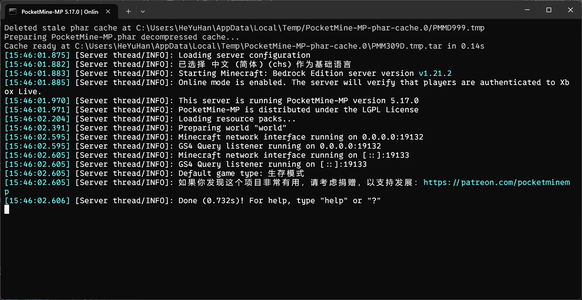 PNX 运行时的样子